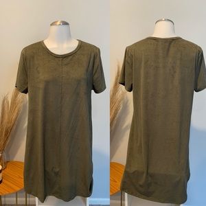 Green Suede Fall Shirt Dress Size M